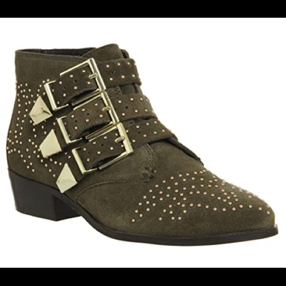 Office Lucky Charm Western Studded Suede Boots 10